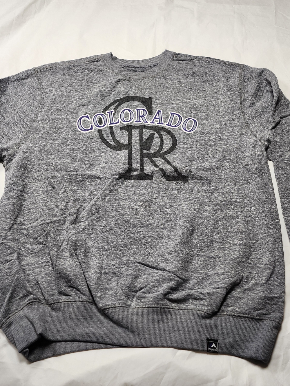 Majestic Athletic Men's Colorado Rockies Crewneck Sweatshirt - Gray Large